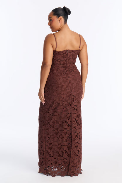 Leila Lace Maxi Dress - Chocolate