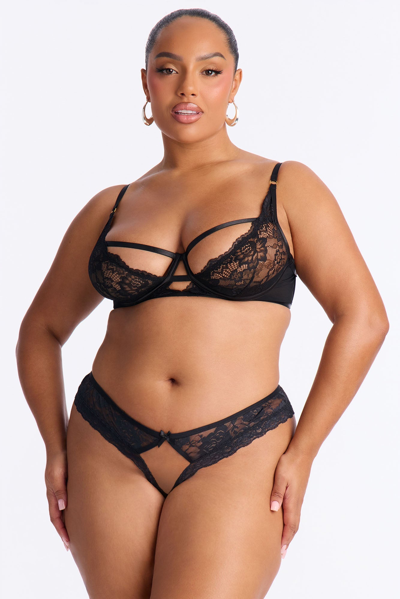 Anything For Love Lace Thong Panty - Black
