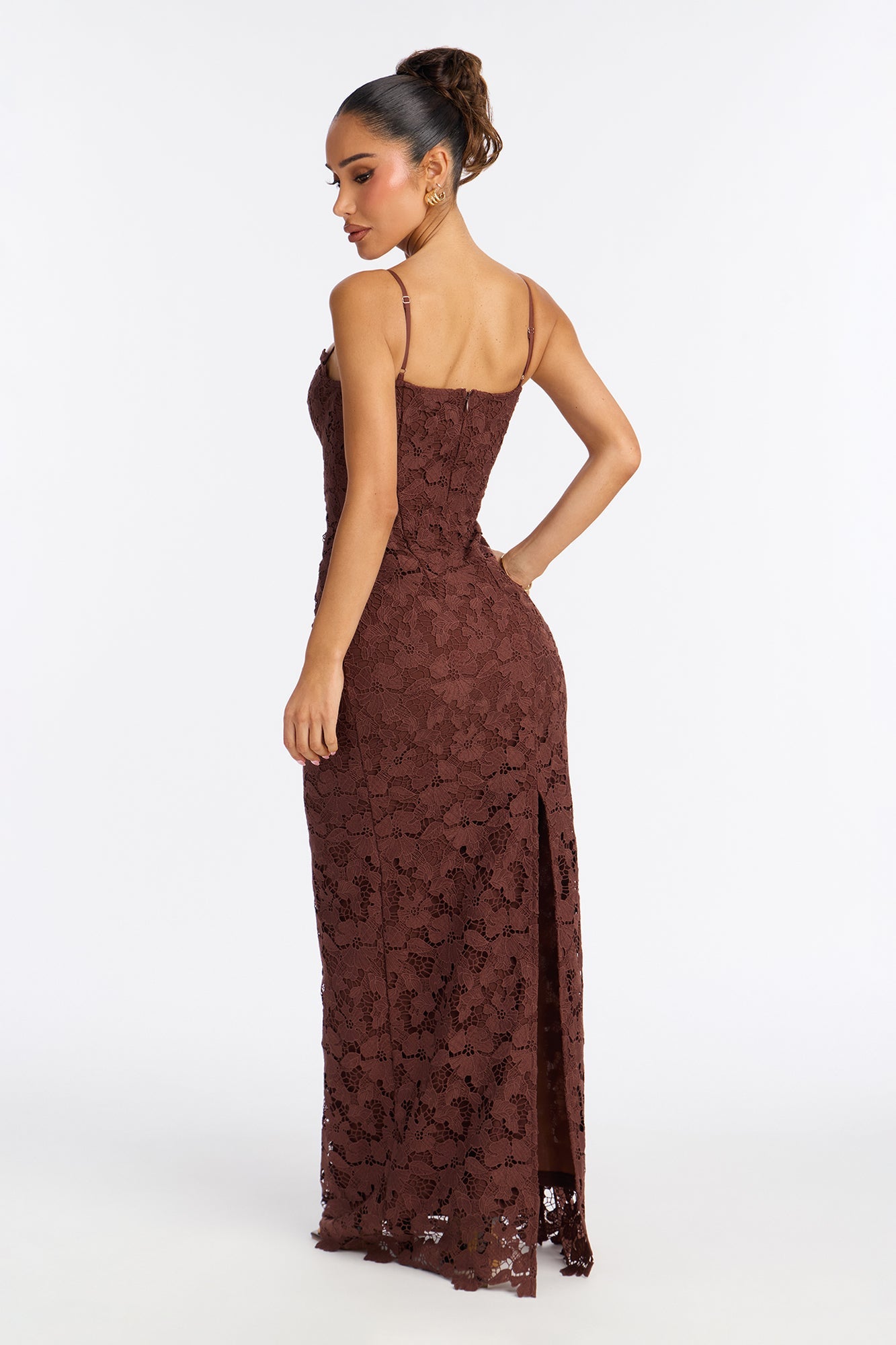 Leila Lace Maxi Dress - Chocolate