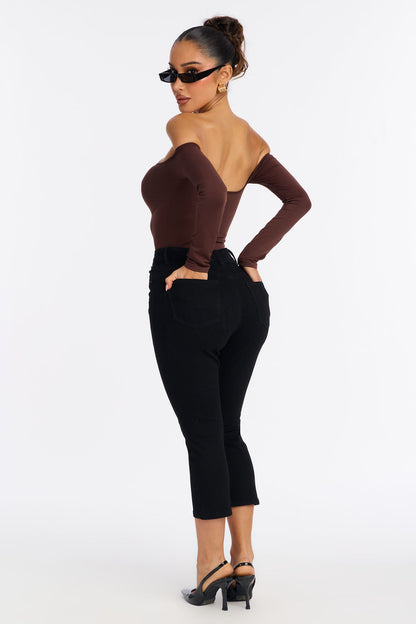 Manchester Stretch Skinny Capri Jeans - Black