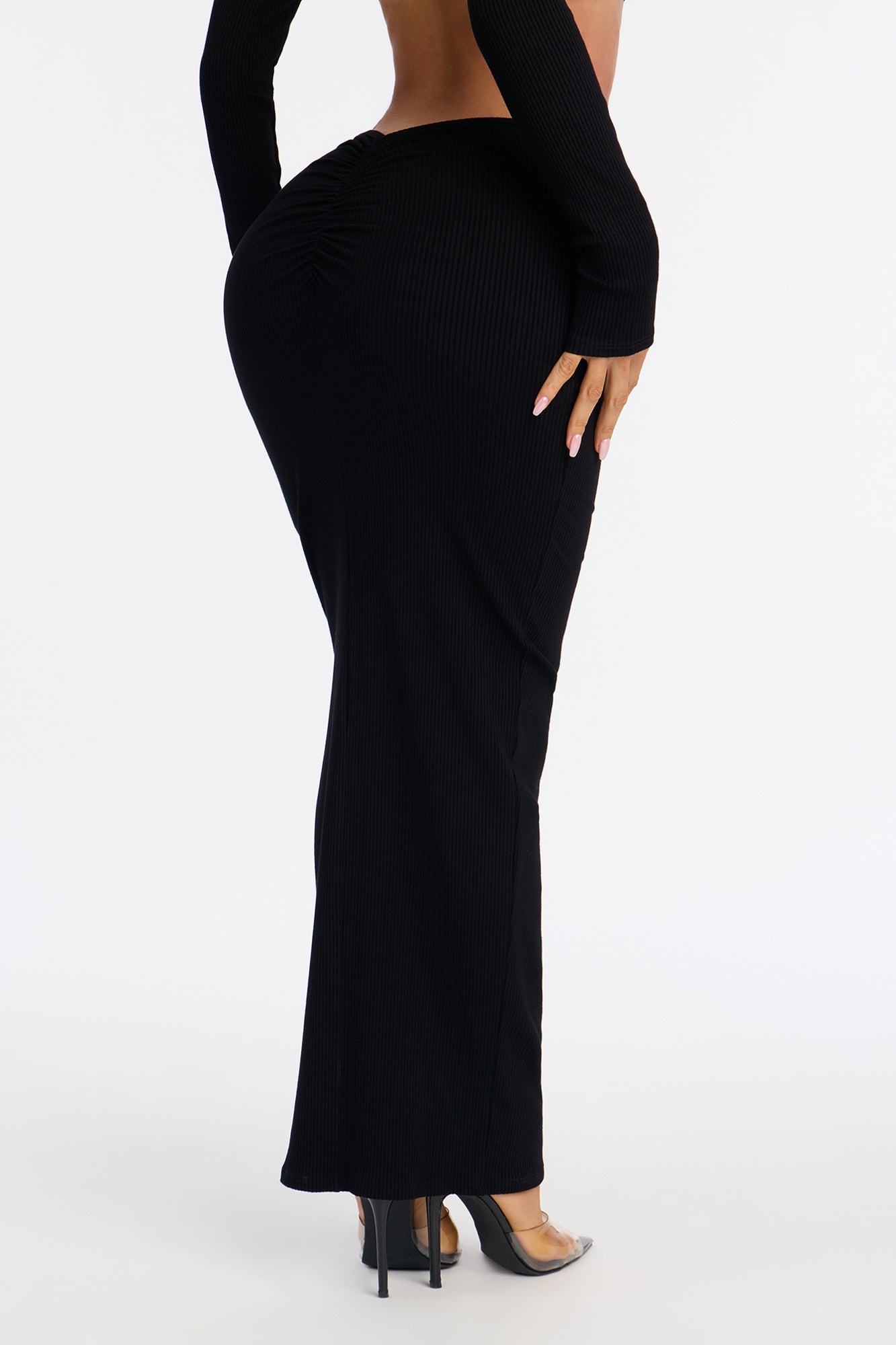 Gaia Snatched Midi Skirt - Black