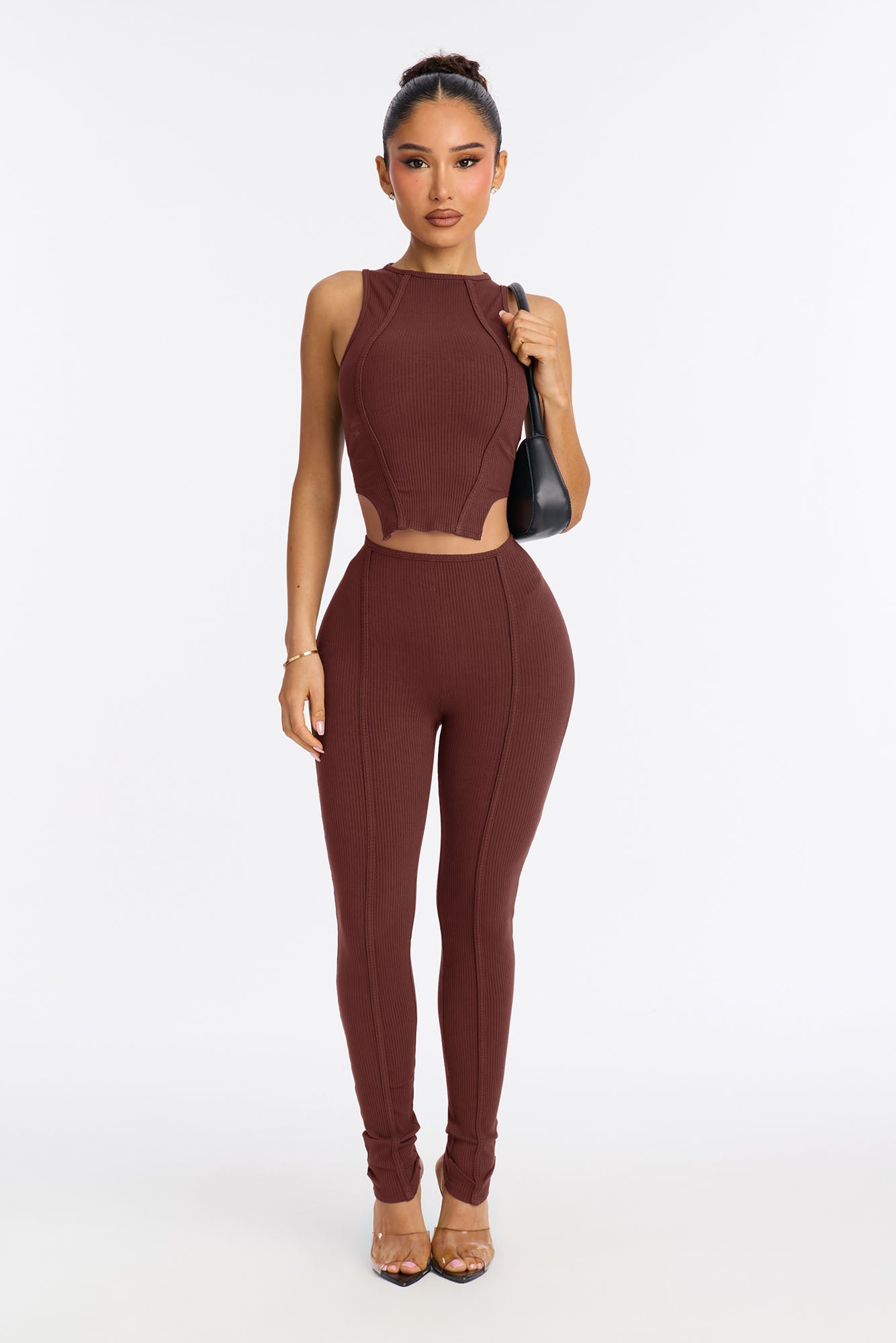 Nina Snatched Pant Set - Brown