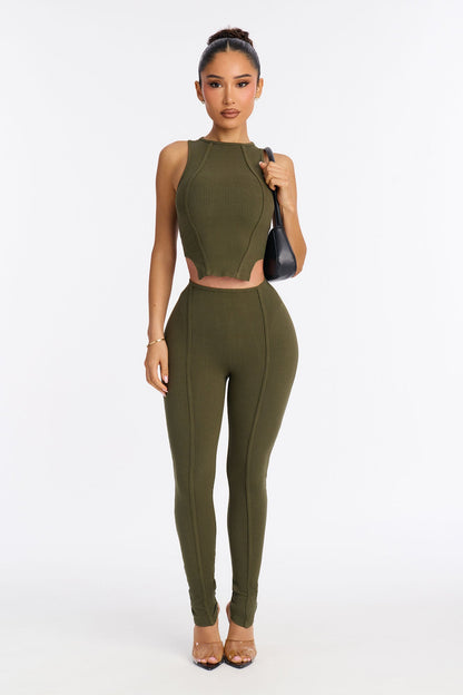 Nina Snatched Pant Set - Olive