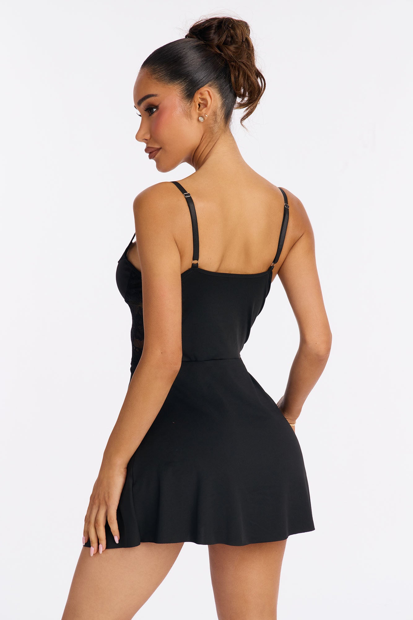 Sensual Kiss Satin Babydoll - Black