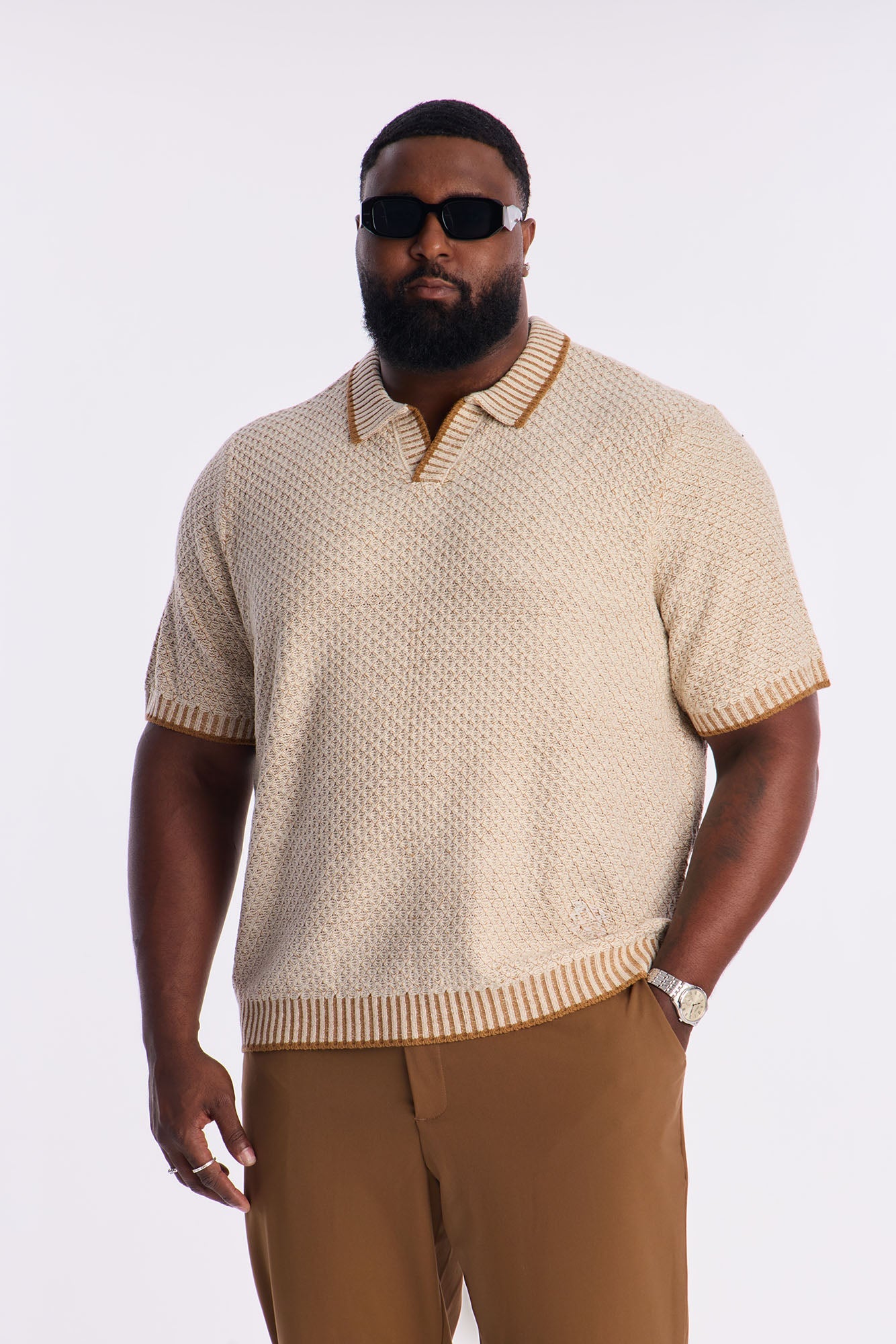 Knit Mercer Johnny Polo - Brown