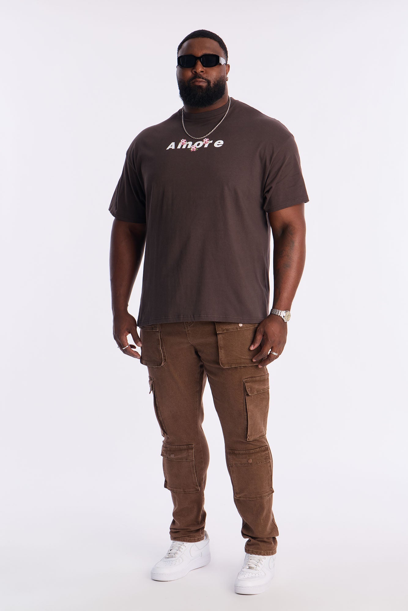 Stacked Skinny Back To Back Cargo Jean - Brown