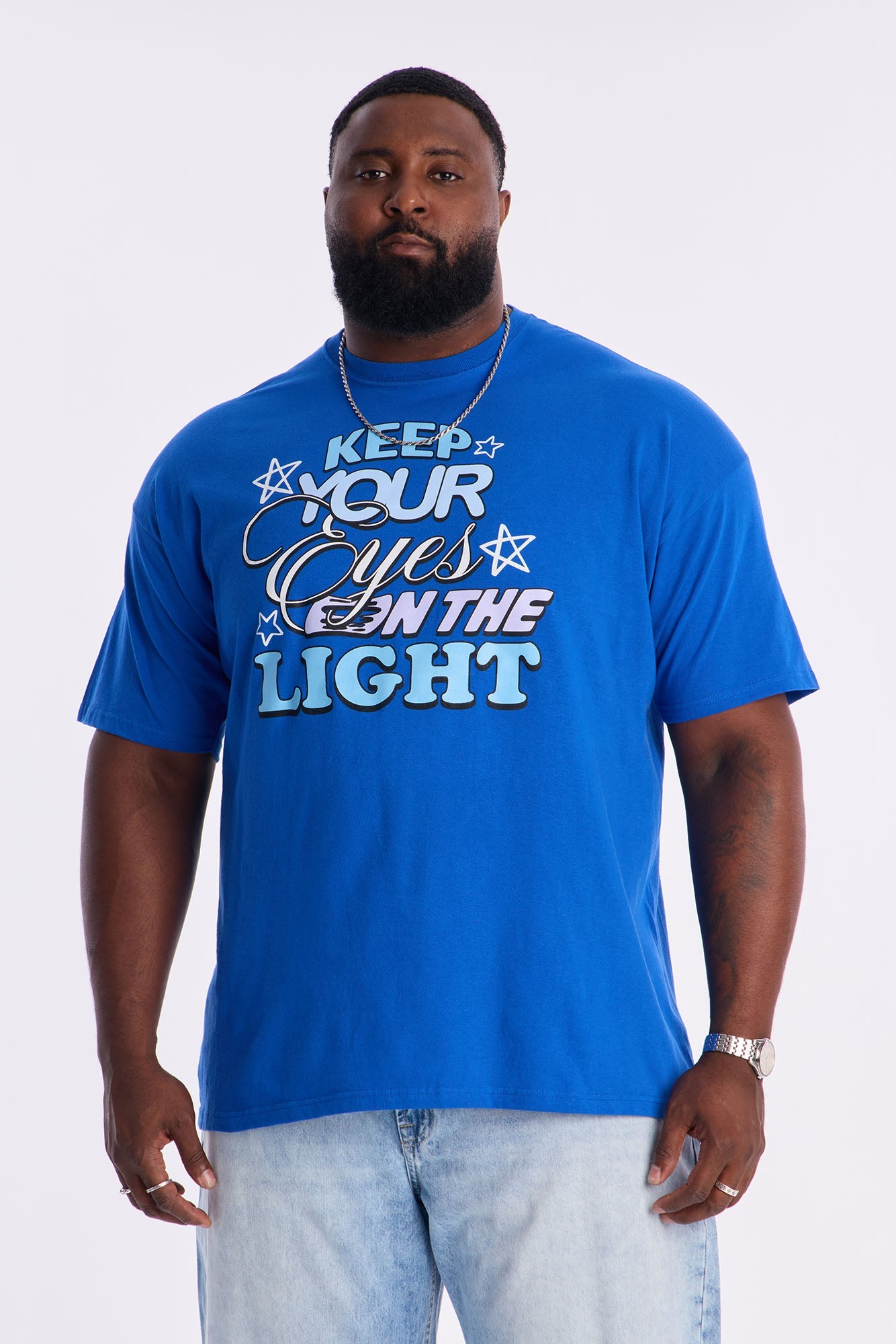 Keep Your Eyes On The Light Short Sleeve Tee - Blue