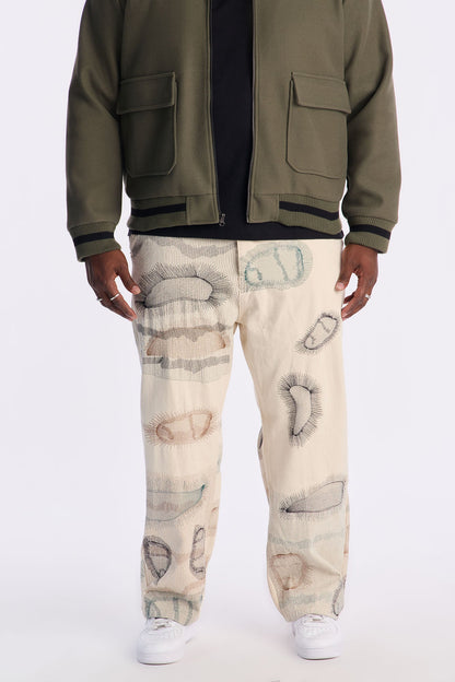 Century Repaired Baggy Jeans - Off White