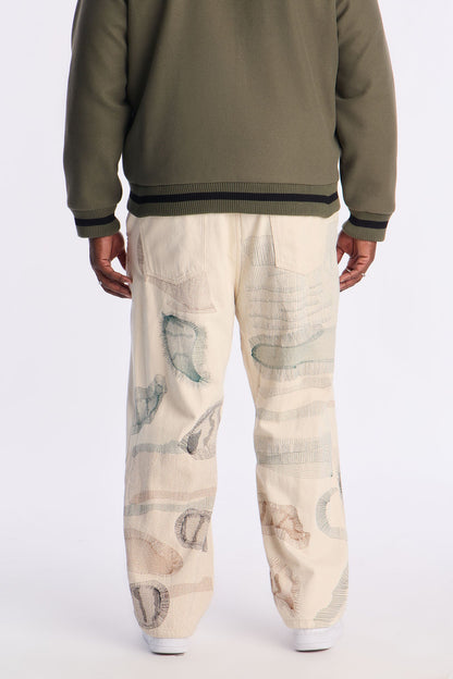 Century Repaired Baggy Jeans - Off White