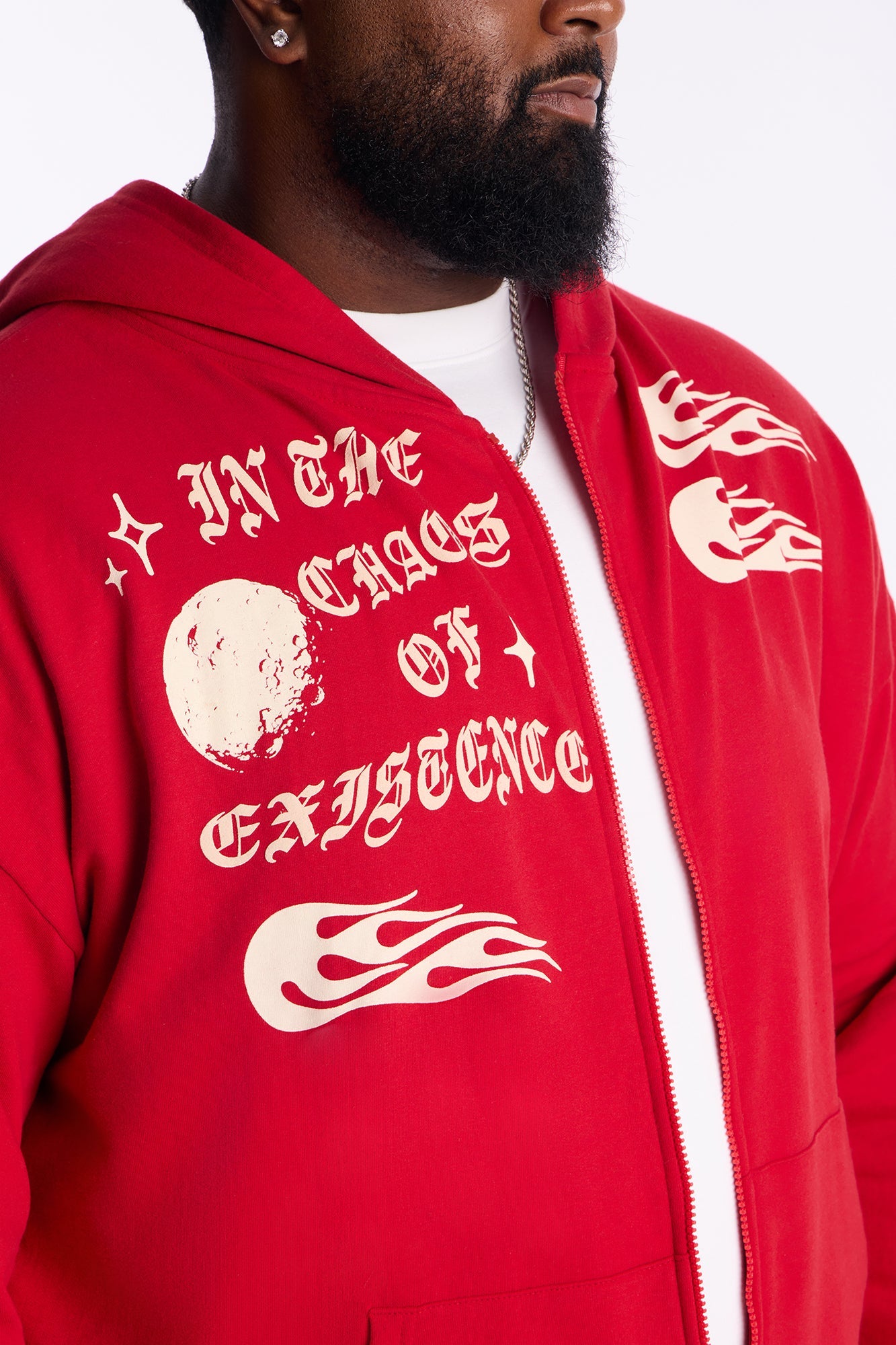 In The Chaos Zip Up Oversized Hoodie - Red