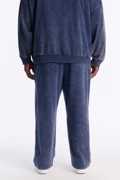Heavy Wash Straight Sweatpants - Navy