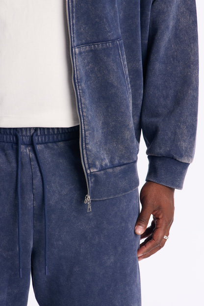 Heavy Wash Straight Sweatpants - Navy