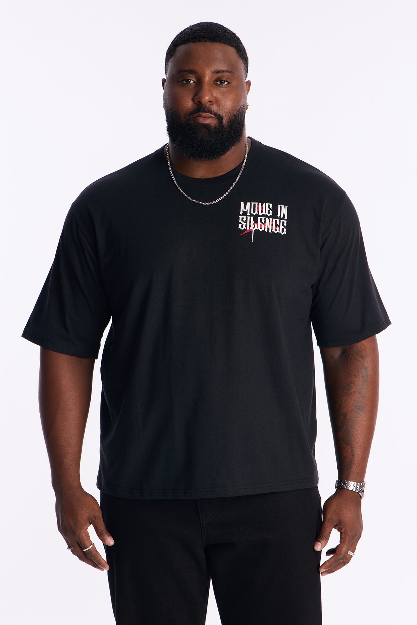 Move In Silence Oversized Short Sleeve Tee - Black