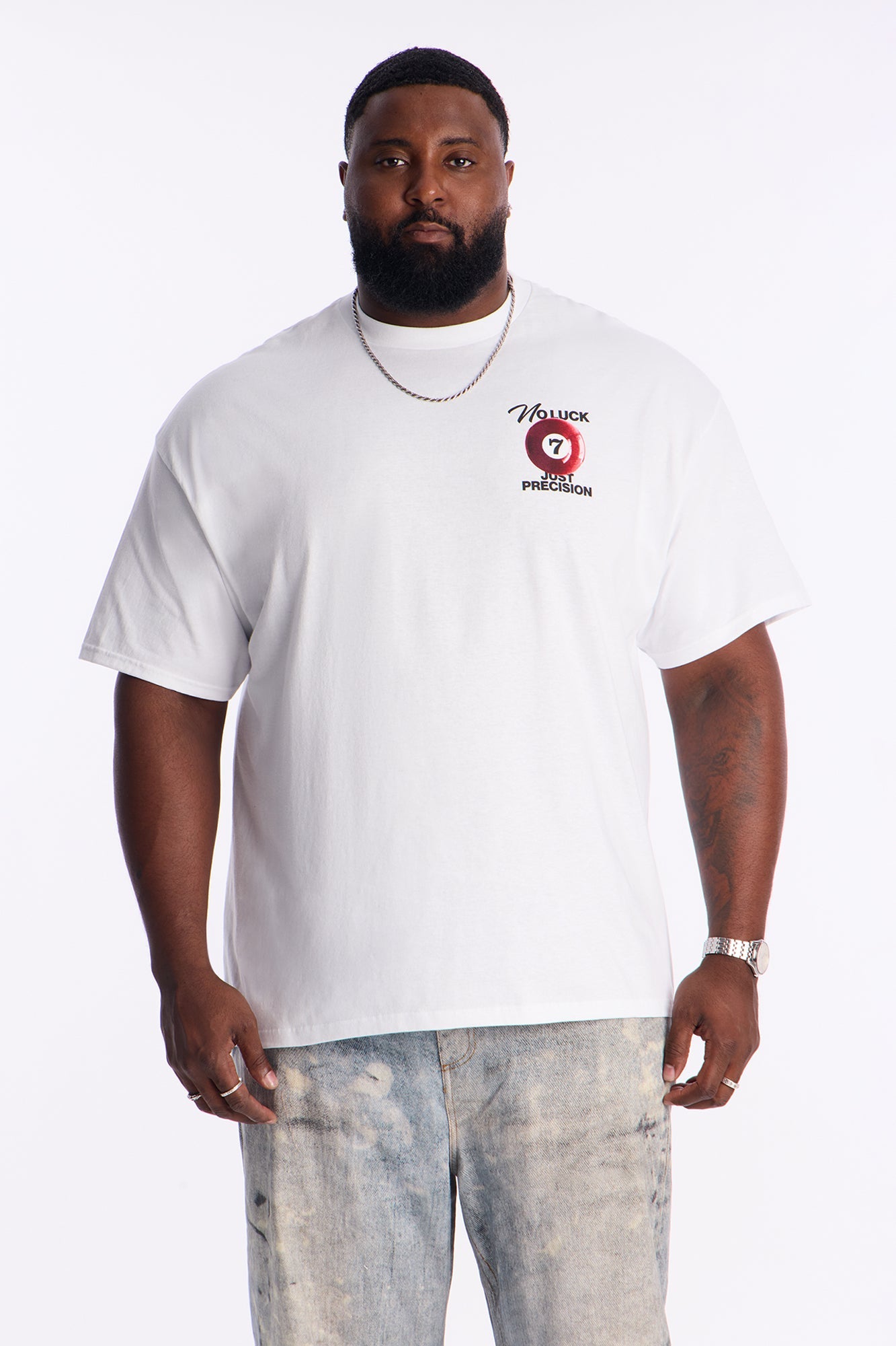 No Luck Just Precision Short Sleeve Tee - White