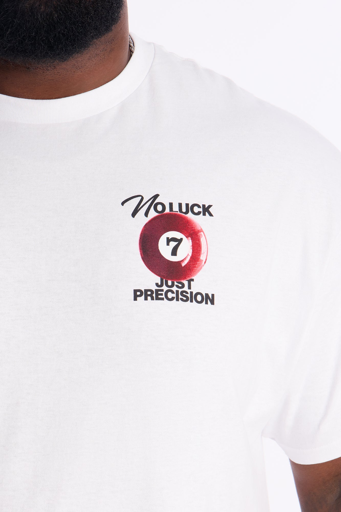 No Luck Just Precision Short Sleeve Tee - White