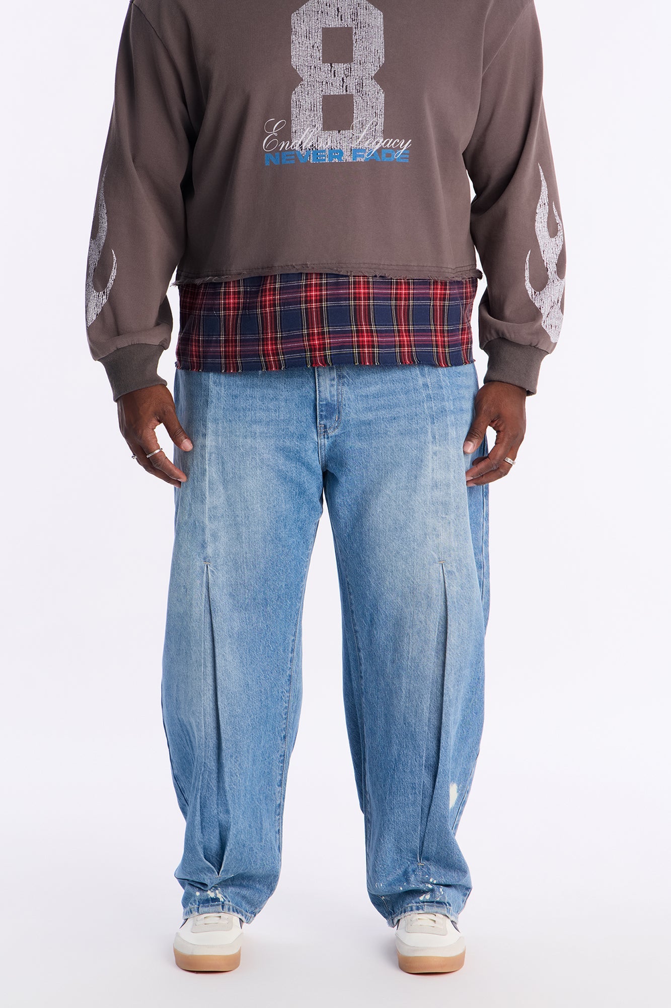 Barrel Pull On The Scene Pleated Jean - Medium Wash