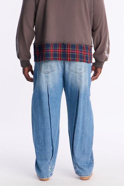 Barrel Pull On The Scene Pleated Jean - Medium Wash
