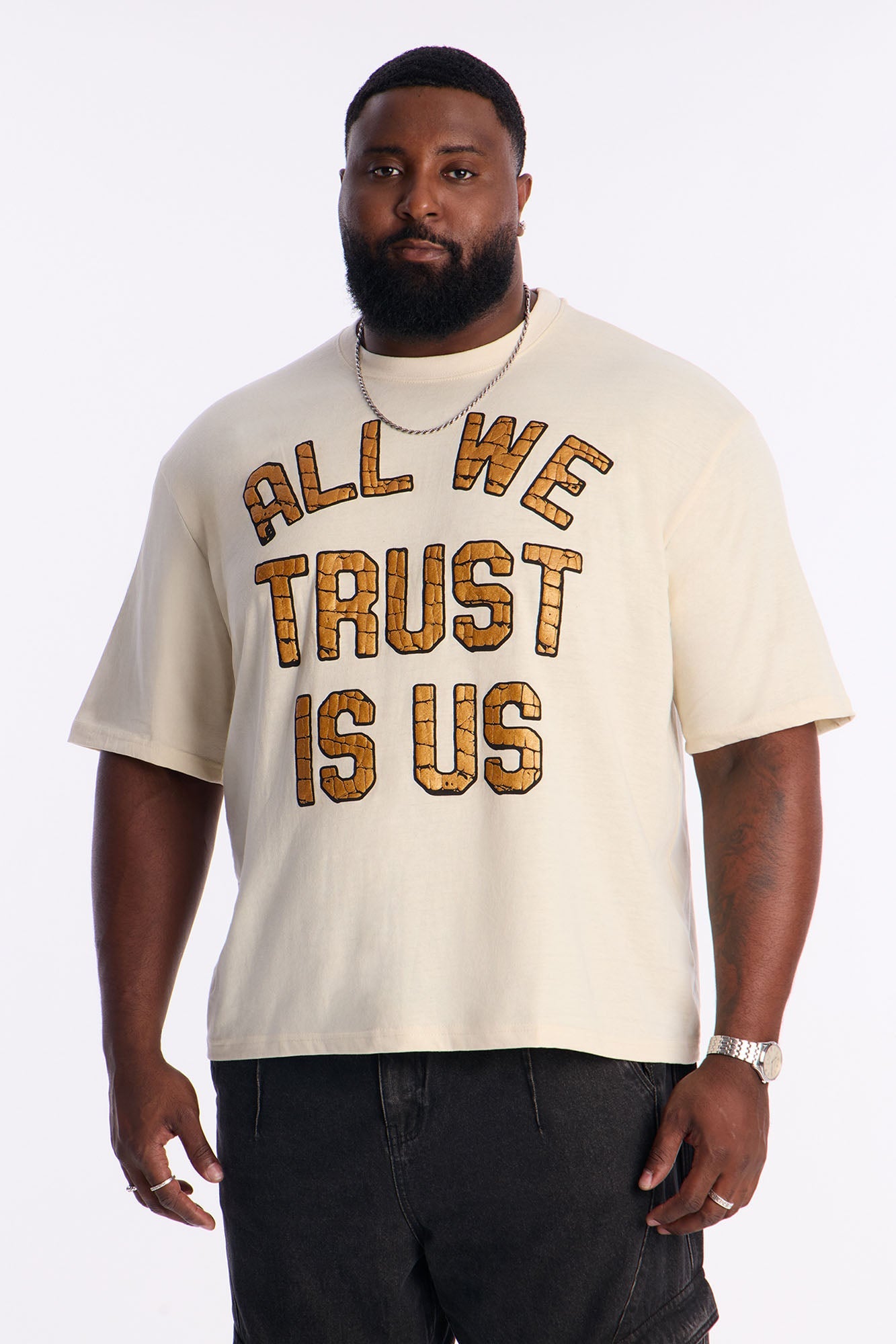 All We Trust Oversized Short Sleeve Tee - Cream