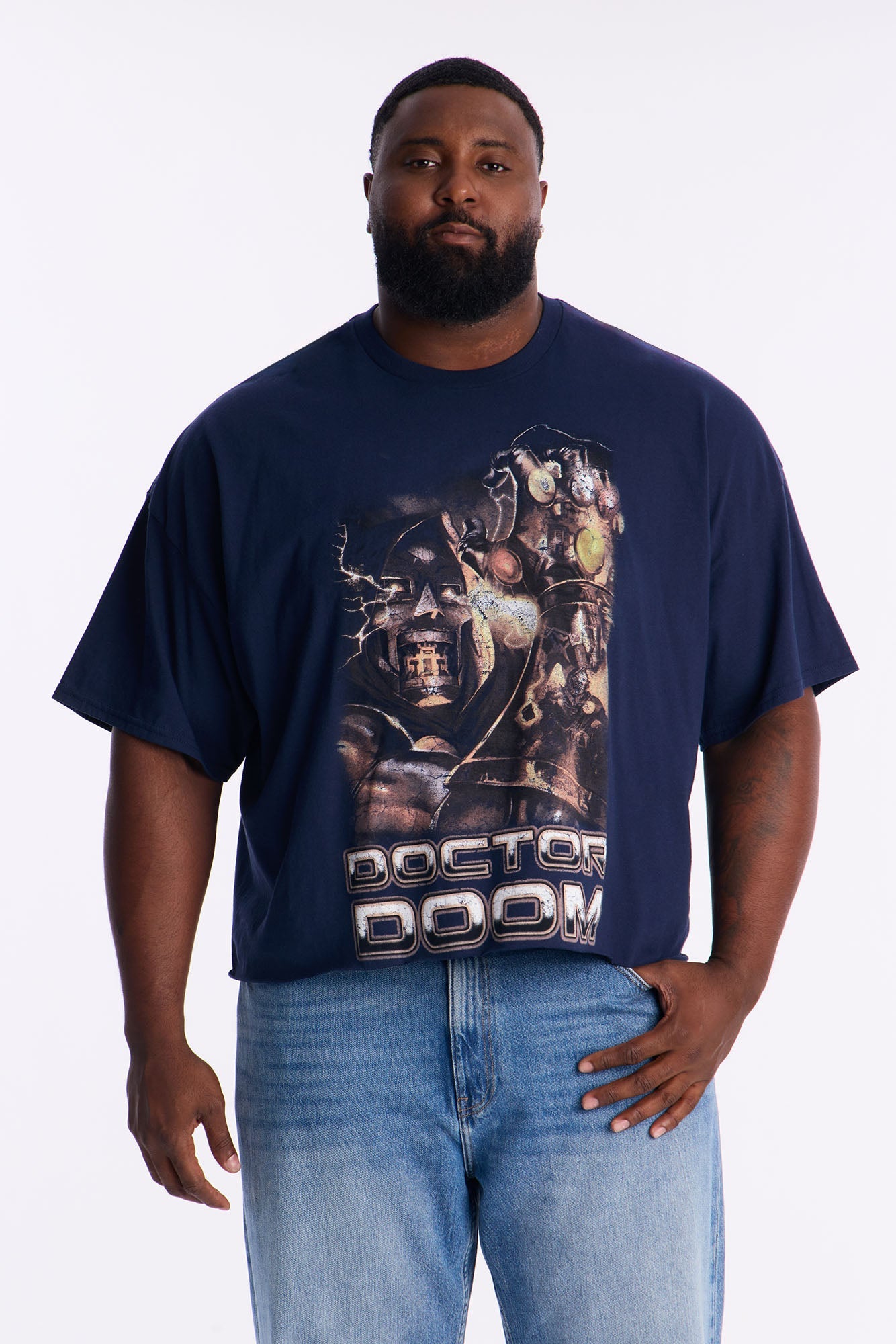 Marvel Dr Doom Infinity Stones Short Sleeve Tee - Navy