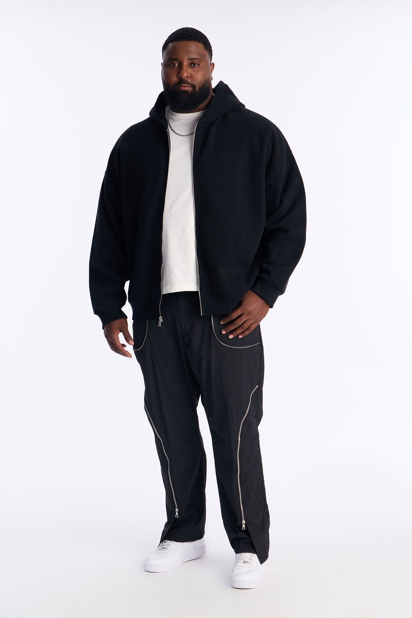 Straight Vanguard Zipper Detail Pant - Black