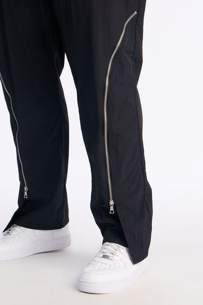 Straight Vanguard Zipper Detail Pant - Black