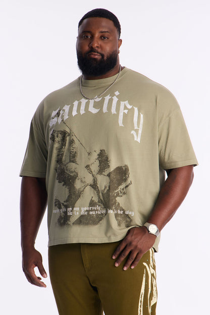 Sanctify Oversized Short Sleeve Tee - Olive