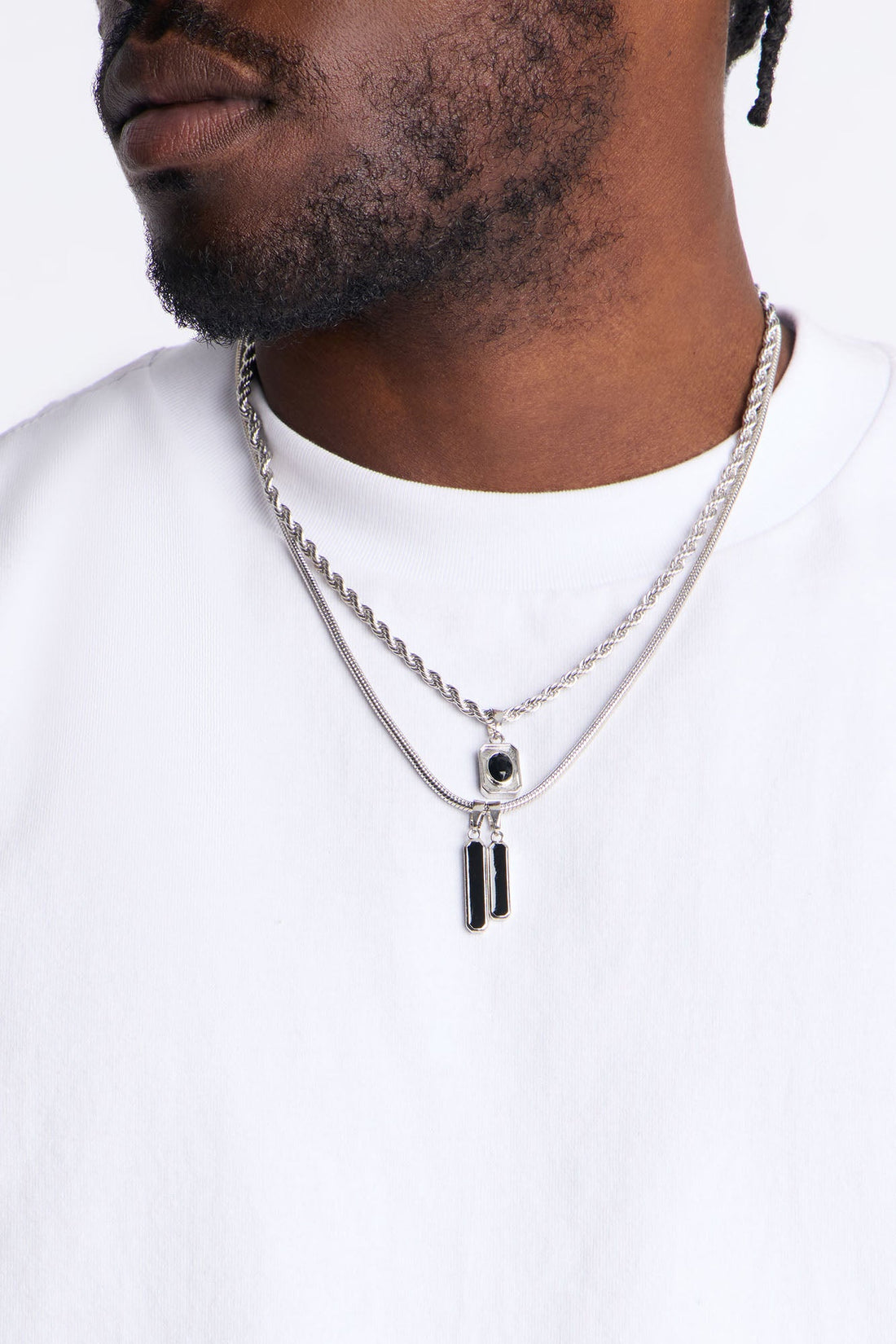 Rebel Pendant Necklace Set - Silver
