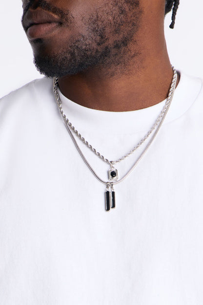 Rebel Pendant Necklace Set - Silver