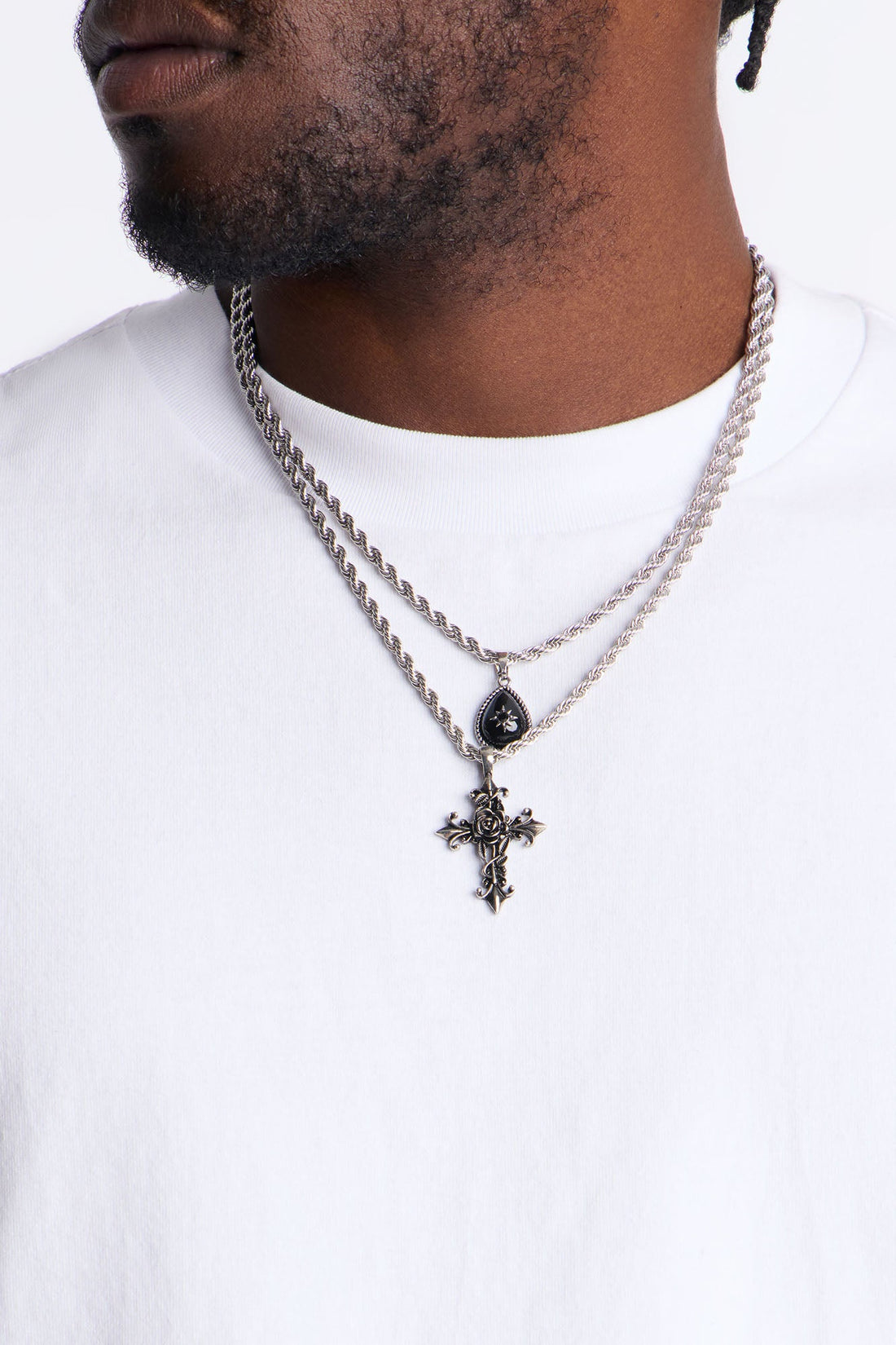 Hit The Stage Pendant Necklace Set - Silver
