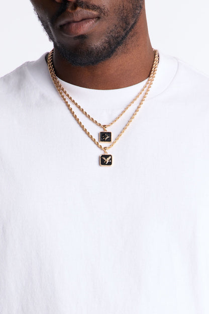 Flying High Roped Chain Pendant Necklace Set - Gold