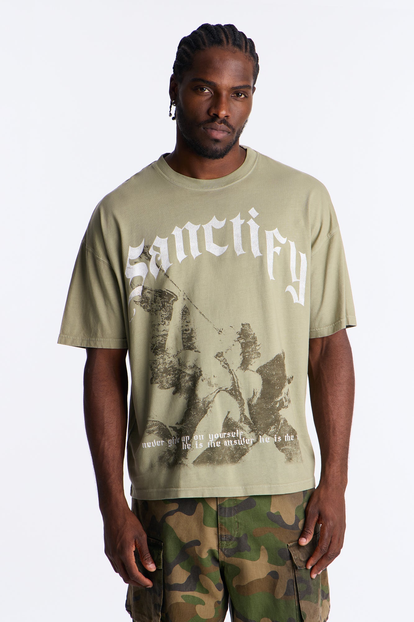 Sanctify Oversized Short Sleeve Tee - Olive