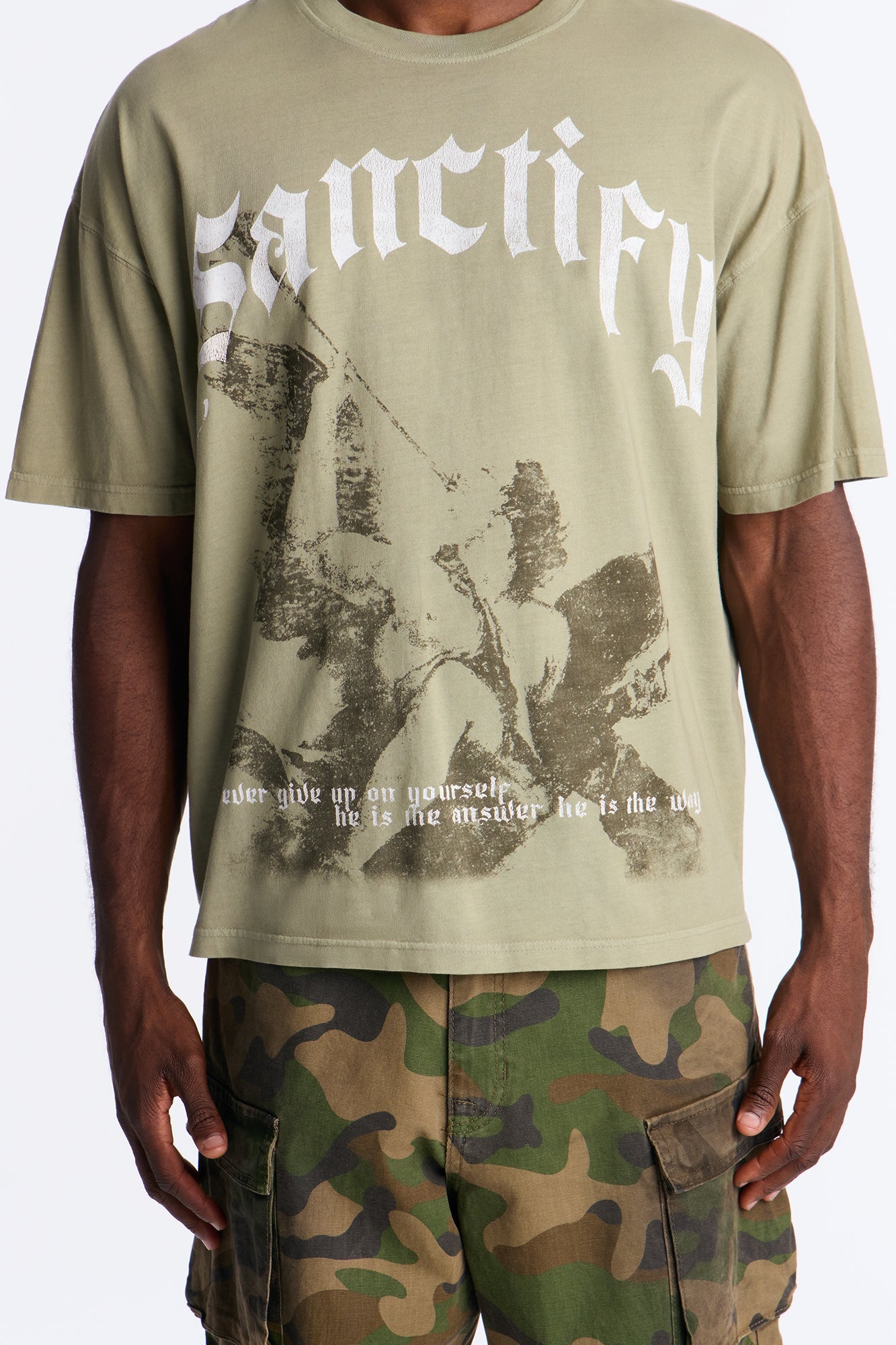 Sanctify Oversized Short Sleeve Tee - Olive