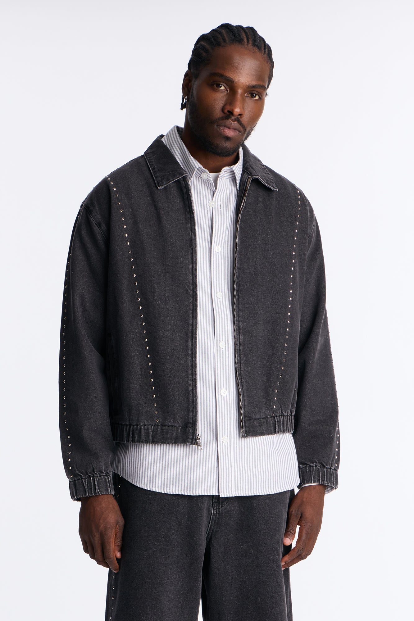 Lined Up Jewels Denim Jacket - Black Wash