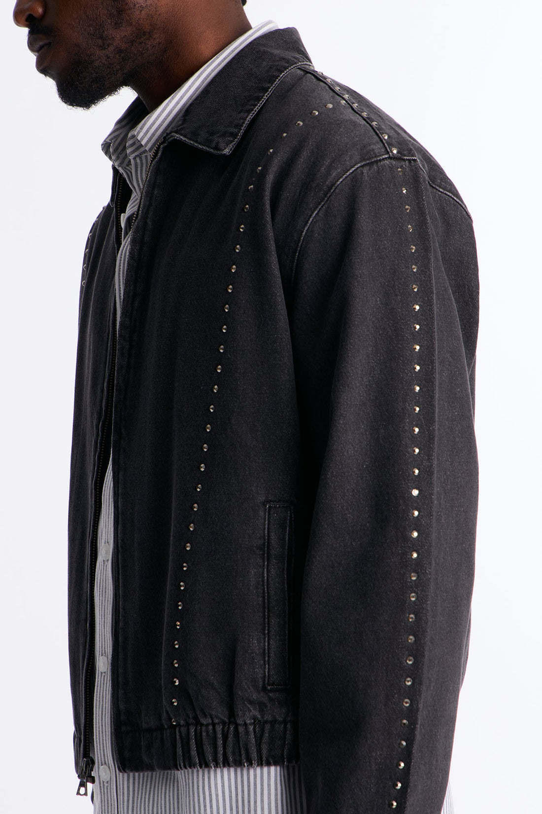 Lined Up Jewels Denim Jacket - Black Wash