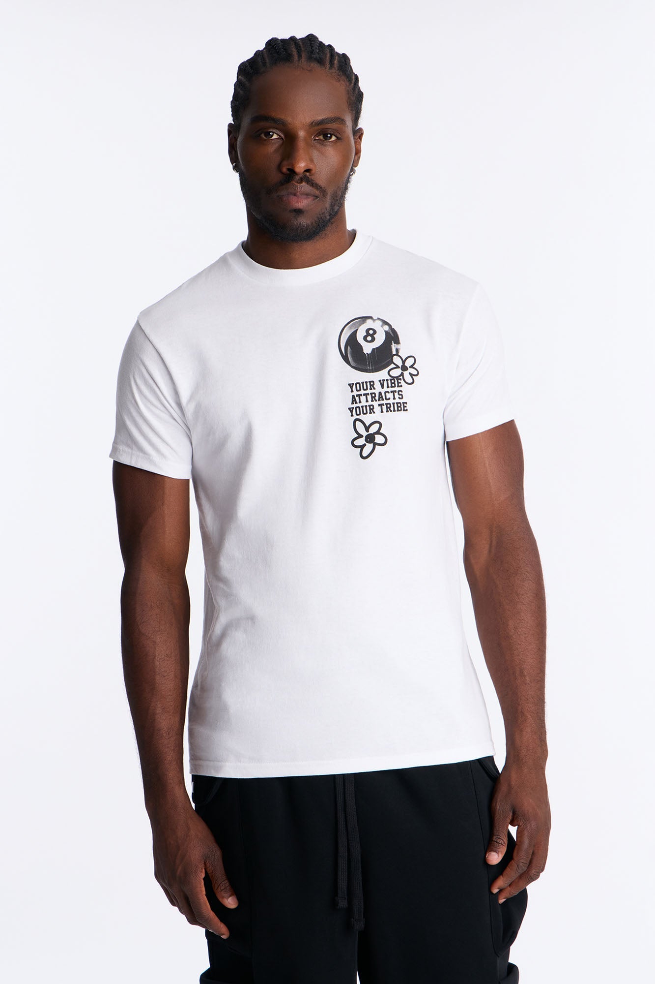 Eight Black Ball Short Sleeve Tee - White