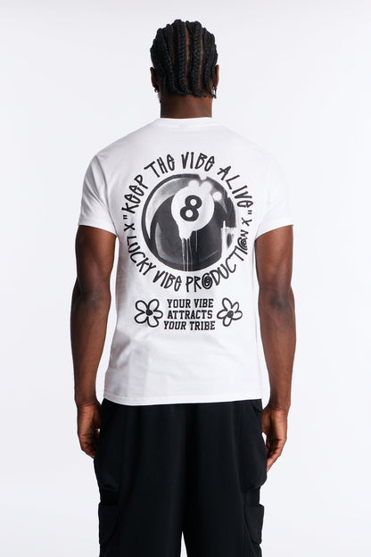 Eight Black Ball Short Sleeve Tee - White