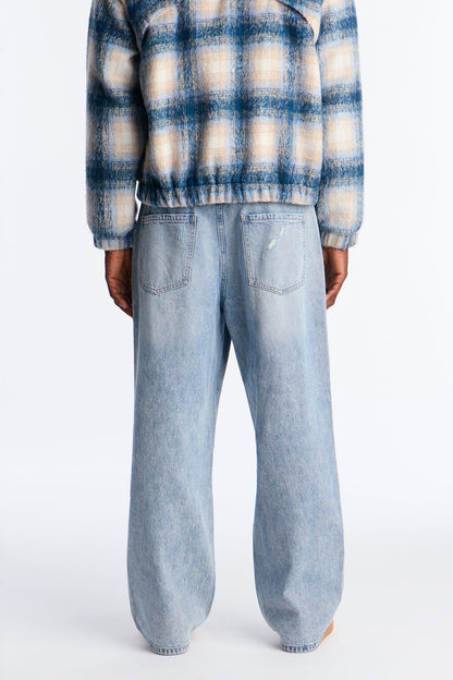 Baggy On The Grind Destroyed Jean - Light Blue Wash