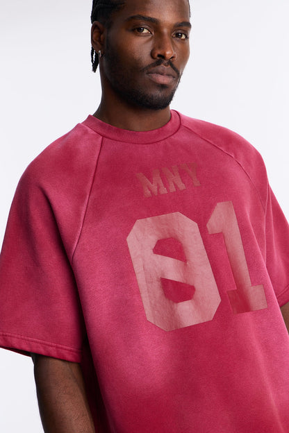 Money Short Sleeve Raglan Sweatshirt - Burgundy