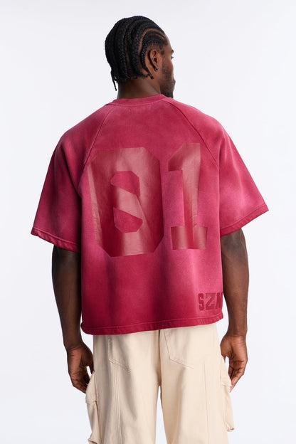 Money Short Sleeve Raglan Sweatshirt - Burgundy