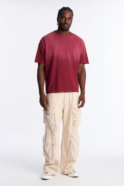 Vintage Wash Relaxed Edge Tee - Red
