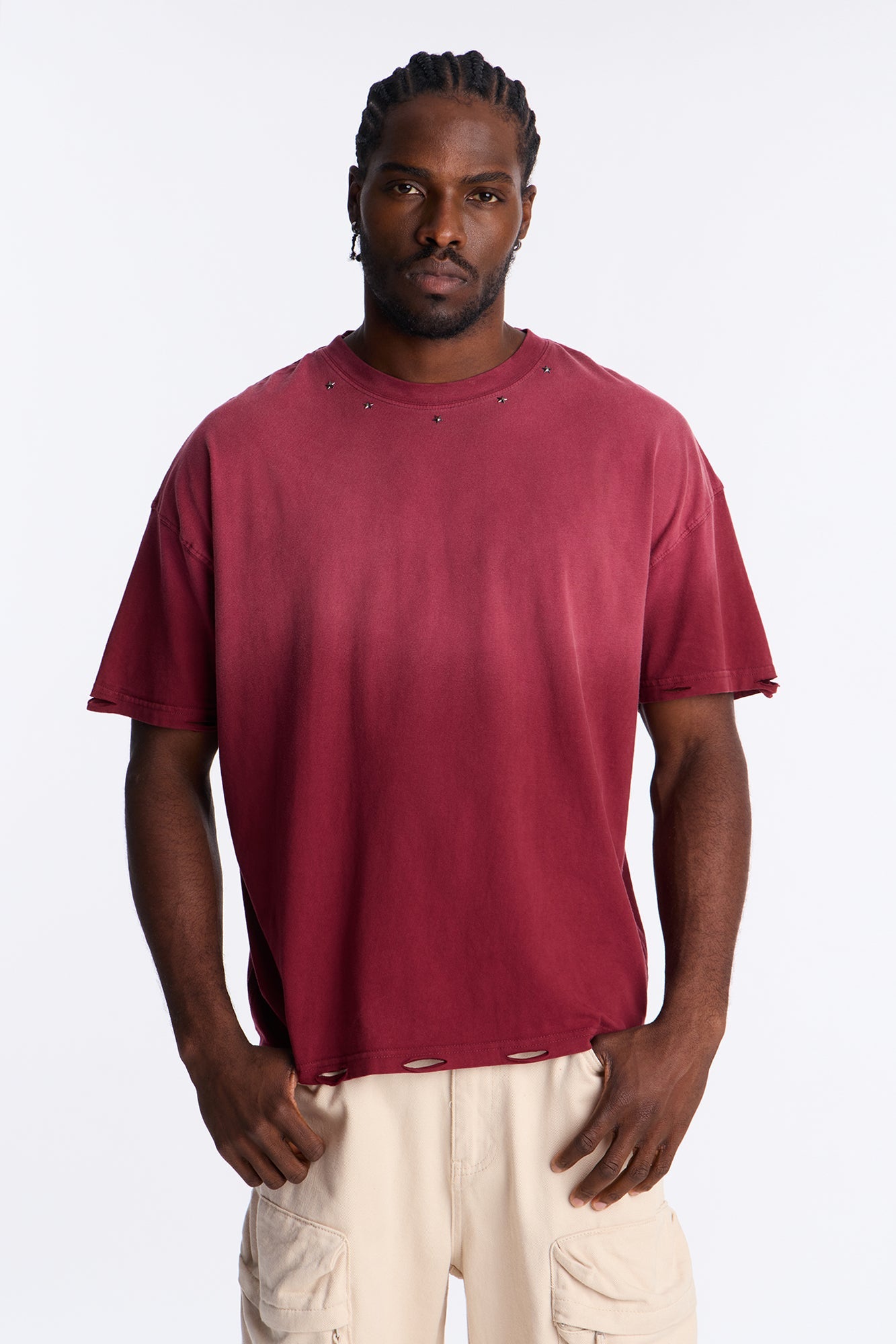 Vintage Wash Relaxed Edge Tee - Red