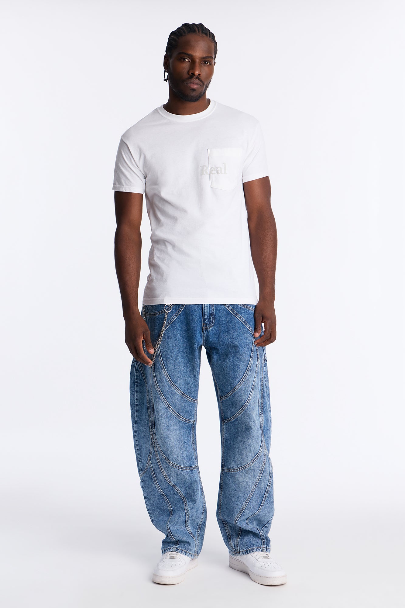 Barrel Paneled Ways Jean - Medium Blue Wash