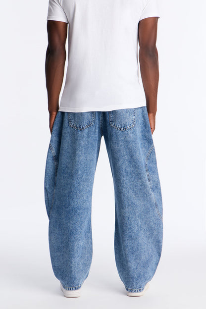 Barrel Paneled Ways Jean - Medium Blue Wash