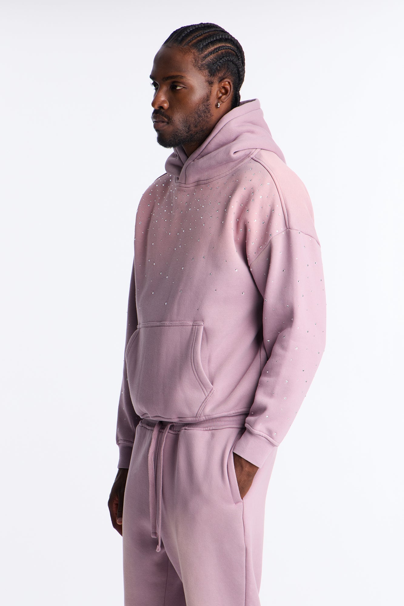 Run Them Rhinestones Oversized Hoodie - Pink