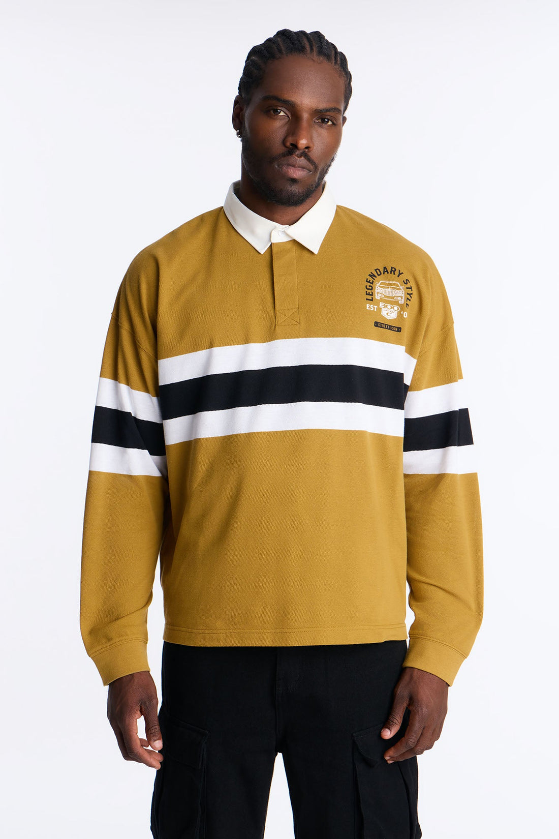 Legendary Style Long Sleeve Polo - Olive/combo