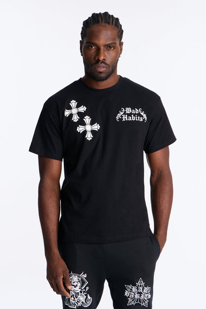 Bad Habits Not Perfect Oversized Short Sleeve Tee - Black