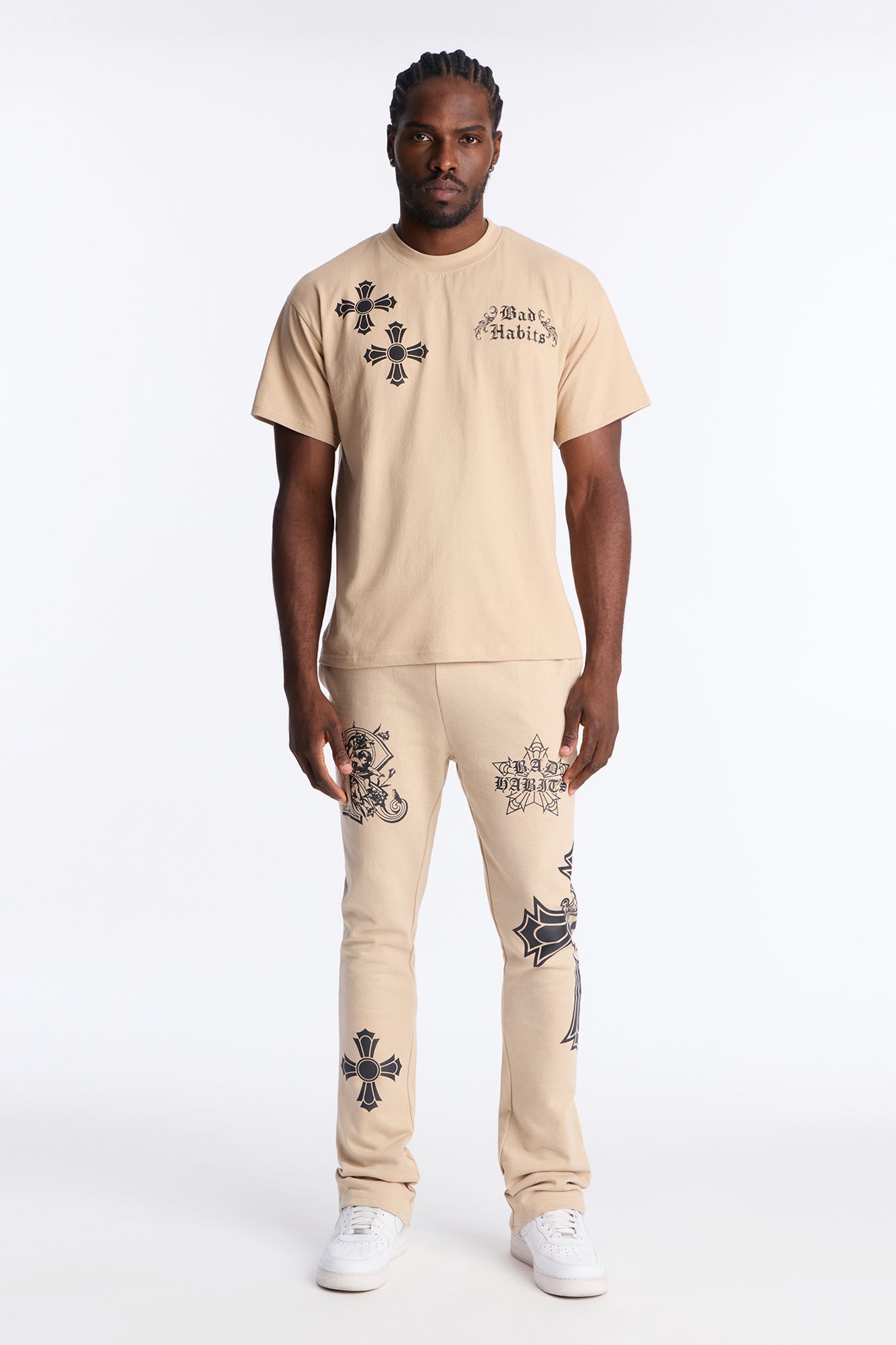 Bad Habits Not Perfect Oversized Short Sleeve Tee - Taupe