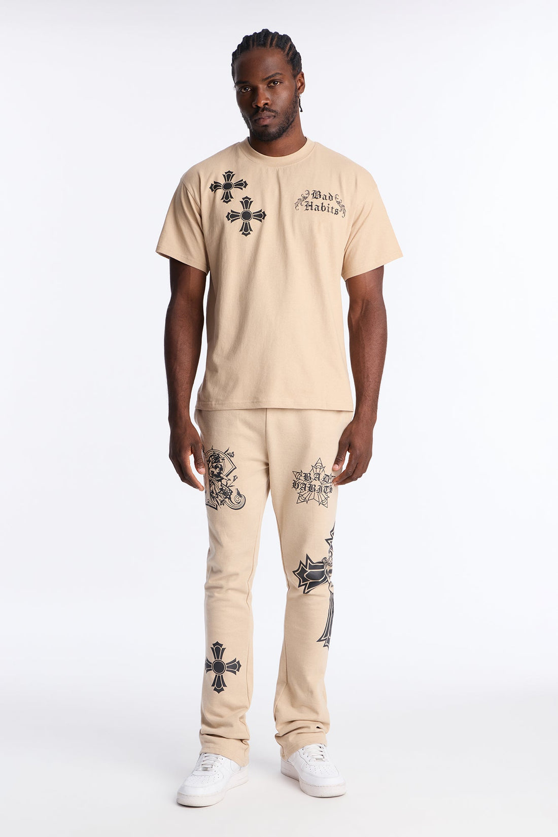 Bad Habits Not Perfect Skinny Flare Sweatpant - Taupe