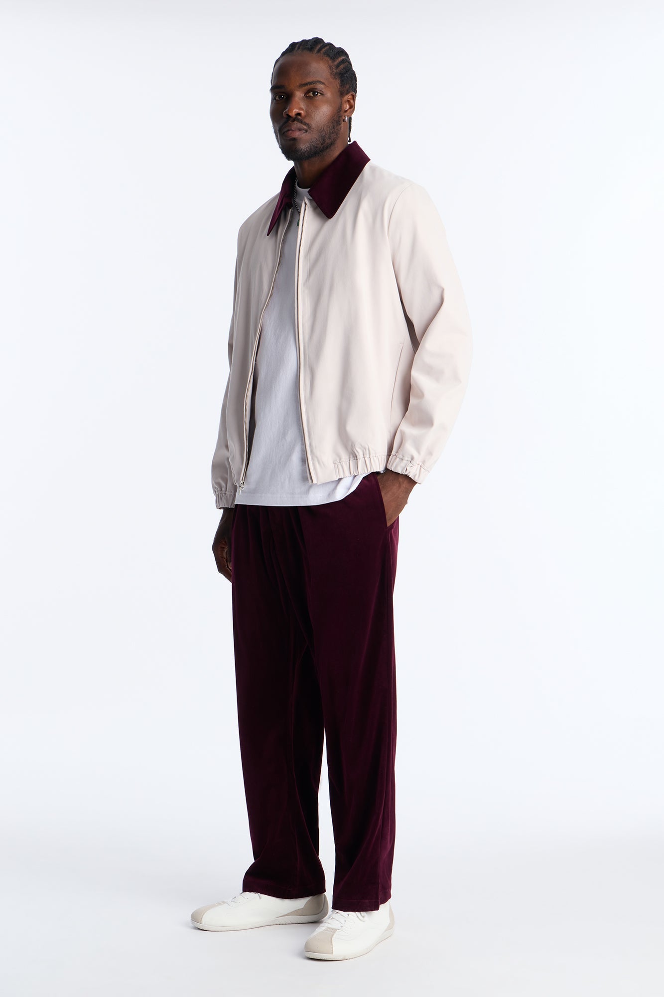 Straight Lincoln Park Textured Trouser - Burgundy