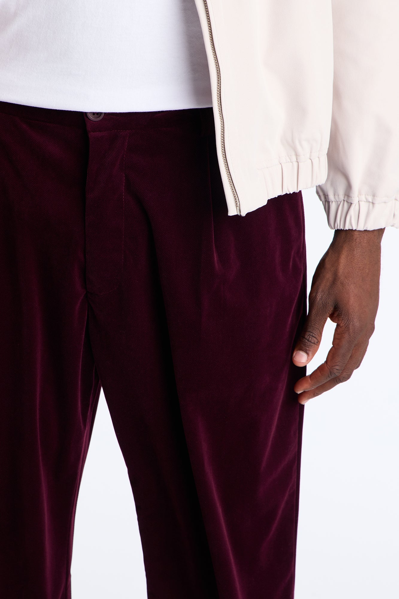 Straight Lincoln Park Textured Trouser - Burgundy